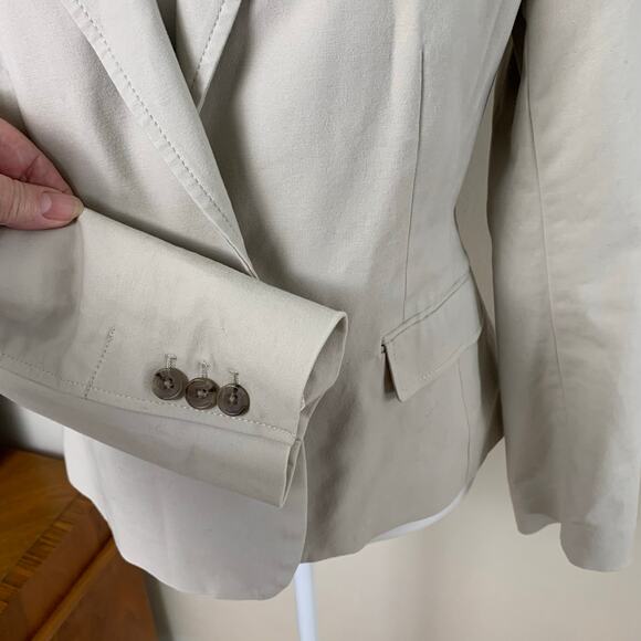 Banana Republic Petite Size 12P Blazer Jacket Beige 1 Button Cotton Career Work - Picture 10 of 13